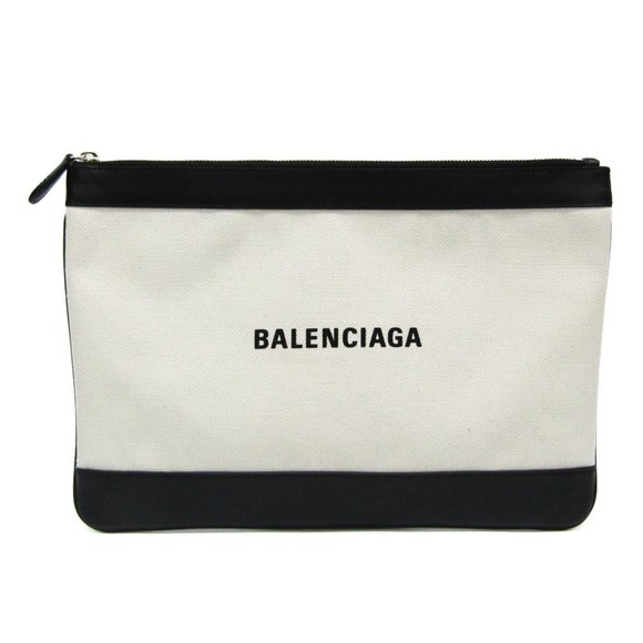 Balenciaga Navy Beige Canvas clutch - Picture 1 of 10